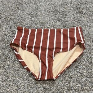 Albion Sydney Brown and Cream Striped Bikini Bottom